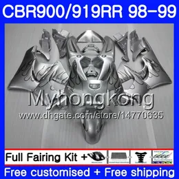 Kropp för Honda CBR 900RR CBR 919RR CBR900 RR CBR919RR 98 99 278HM.23 CBR900RR CBR 919 RR CBR919 RR Silver Flames Hot 1998 1999 Fairings Kit