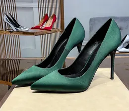 Designer di lusso Donna verde nerastro Décolleté Scarpe eleganti Slip-On Celebrity tacchi alti solidi Punta a punta sexy Scarpe a spillo da festa con scatola