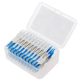 Dubbel Floss Head Hygiene Dental Silicone InterDental Borste tandpetare 120pcs / partier / låda