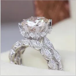 Vecalon 2019 Vintage Engagement Wedding Band Ring Set för Women 3CT Simulerad Diamond CZ 925 Sterling Silver Female Party Ring
