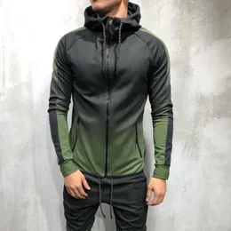 Moda Mężczyźni 3D Gradient Kolor Kurtka Wiosna Jesień Cienki Kapturz Casual Coat Męskie Hip Hop Streetwear Męski Fitness Odzieży Outerwear S-3XL SH190906