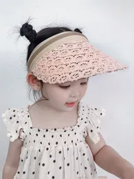 Nya Mode Barn Sun Cap Baby Girls Lace Princess Sun Shade Lovely Wide Brim Keps Parent-Child Sun Hat Sommar Visor Cap S139