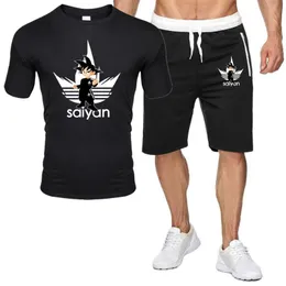 2020 Moda T-shirt Spodenki Ustaw Mężczyźni Lato 2 PC Dres + Spodenki Zestawy Plaża Mens Casual Tee Shirts Set Sportswears T200604