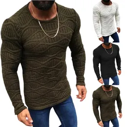 WENYUJH Męska jesień z dzianiny sweter z długim rękawem Slim Fit Solid Color Sweter 2019 Zima Nowa Moda Ciepłe Swetry Male Topy