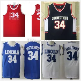 High Quality Mens Jesus Shuttlesworth #34 Lincoln He Got Game Movie Basketball Jersey Blue 100% Ed Basketball Jerseys Drop Shipping