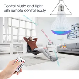 Intelligent E27 LED Vit + RGB Light Ball Bulb Färgrik lampa Smart Musik Audio Bluetooth 3.0 Högtalare med fjärrkontroll för hem, scen