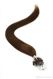 Hochwertige Mikroring-Haarverlängerung, indisches Remy, 100 % Echthaar, 0,8 g/s, 200 Stück/Lot, braune Farbe