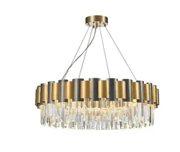 New Crystal Chandelier Round Gold + Black Decorative Pendant Light Creative Luxury Home Lighting LED Chandeliers LLFA