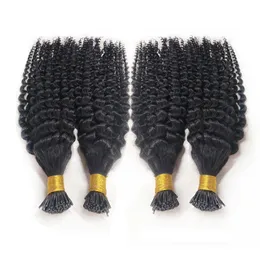 미리 본딩 스틱 I 팁 인간의 머리카락 확장 kinky 곱슬 브라질 버진 머리 1G / S 100G Balck Ball Blonde Keratin Hair Extensions