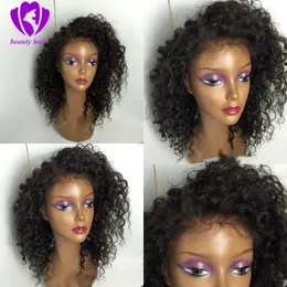 Kinky Curly Bob Lace Front Simulation Human Hair Wigs Brazylijski Kinky Curly Peruka dla kobiet 180 Gęstość Syntetyczna peruka dla kobiet