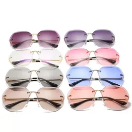 Fashion Cut Edge Sunglasses Unisex Designer Frameless Metal Sun Glasses Big No Frame Trendy Eyewear 8 Colors Wholesale