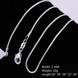 安い卸売925スターリングシルバー2mmの滑らかな蛇ロープチェーンのための女性男性ファッションジュエリーのバルクサイズ16~24インチ