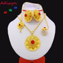 2017 Ethiopian Jewelry Set 24k Gold Color Crystal Necklace/pendant/hair Chain/earring/ring Middle Easter Habesha Wedding Set J190705