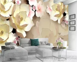 HD Wallpaper Wallcovering stereoscopico Oro Fiori Home Decor Soggiorno Camera da letto su misura 3D Wallpaper murale 3d