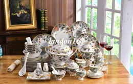 Porcelain Western style dinnerware set bone china animal pattern 58pcs dinnerware sets Ceramic coffee sets housewarming wedding gifts