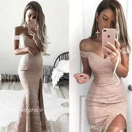 2019 Sereia Longa Divisão Alta Prom Vestido Sexy V Neck Lace Fora do Ombro Formal Evening Vestido de Festa Custom Made Plus Size