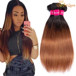 Ombre mänskligt hår brasilianska raka hårbuntar 1b 30 Virgin Human Hair Weave 3 eller 4 buntar