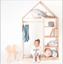 Nordic small house children's wardrobe Ins Children's Clothing Shop Display Shelf Children's room receives clothes rack shooting props