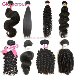 Glamorous Barato Brasileiro Weaves Straight Onda Natural Onda Profunda Onda Brasileira Brasileira Humano Bundles 1 Parte Extensão de Cabelo Humano Virgin