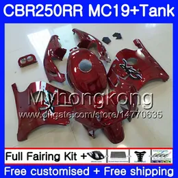 TUTTI Stampo ad iniezione caldo rosso scuro per HONDA CBR 250RR MC19 CBR250RR 1988 1989 Corpo 261HM.26 CBR 250 RR 250R CBR250 RR 88 89 Kit carenatura + serbatoio