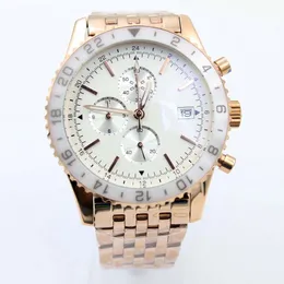 Hot Men's Rose Gold Stainless Steel Ashion 46mm Watch Ceramics Quartz Chronograph Aviation Flight Chronograph Series Y2431012.BE10.443A