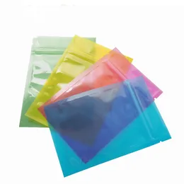 12 * 18cm 100pcs Olika färger Klar dragkedja Lås Förpackning Väska Flat Bottom Zipper Seal Transparenta Packing Väskor Förpackningspåse