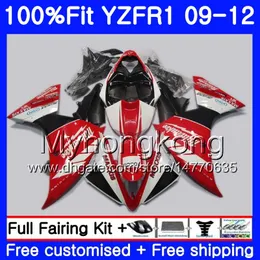 Injektion för Yamaha YZF 1000 R 1 YZF R1 2009 2010 2011 2012 241HM.49 YZF-1000 YZF-R1 YZF1000 STCOK Röd ram YZFR1 09 10 11 12 Fairing Kit