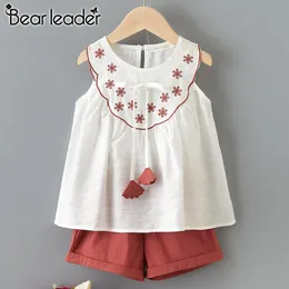 Bär Führer Mädchen Kleidung Sets Neue Sommer Kinder Blumen Anzüge T-shirt und Hosen 2Pcs Casual Stickerei Kinder Outfits mädchen Kleidung