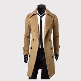 Winter Men Men Slim elegante casaco de trincheira dupla jaqueta longa parka jaqueta de lã de alta qualidade roupas de marca luxuosa 12.25