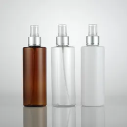 30pcs 250ml white empty round plastic silver spray pump bottles,cosmetic packaging bottle,cosmetic makeup setting spray bottle