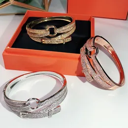 gioielli da festa di moda calda per le donne braccialetto doppio strato in oro rosa fibbia della cintura da sposa braccialetto di lusso qualità superiore consegna gratuita dorata
