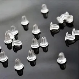 2000pcs / lot claro suave silicone de borracha Brinco Faz Bala Segurança bujão de borracha Jóias Acessórios DIY Parts Ear Plugging
