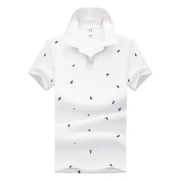 Koszula dla mężczyzn bawełna z krótkim rękawem Business Casual Print Polos Shirts Męski Moda Oddychające Tops Tees Odzież