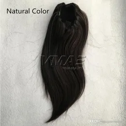 Vmae düz insan at kuyruğu 120g #1B #4 #6 Çift çizilmiş Virgin Horsetail 12 "ila 26" Ponytails Vmae Saçlı Çizme Klibi