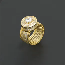 الهيب هوب مجوهرات الرجال خاتم الذهب مثلج خارج خواتم مايكرو تمهيد مكعب الزركون وعد الماس خواتم الاصبع العلامة التجارية الشخصية هدية