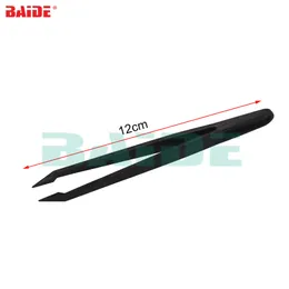 12cm Black Plastic Tweezers Curved Tongs Straight Head Tweezer DIY Tool for Phone Repair 500pcs/lot