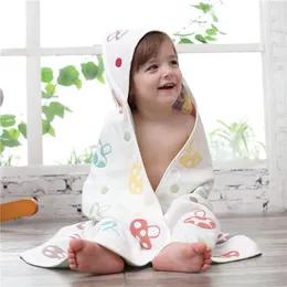 Folding 90*90cm Children Bath Blanket Six-layer Gauze Breathable Cotton Baby Blanket With Hood And Waist Belt Comfortable Foldable DH0751