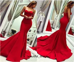 Charming Red Strapless Evening Gowns Formals Wear Mermaid Long Backless Plus Size Prom Gowns Cheap Bridesmaid Dress ED1192