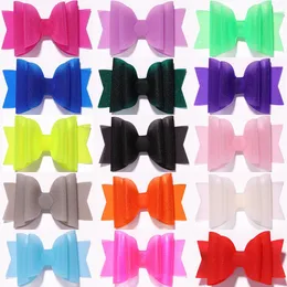 15PCS / LOT 3.5 '' Jelly Candy Hair Bows Hairpins Hair Clip Dance Party Vattentät PVC Bows Princess Hairgrips Hårtillbehör