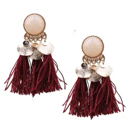 Tassel Kolczyki Czeski Styl Stopu Żywicy Dangle and Chandelier Moda Kobiety Multicolor Fringe Ear Drop 7 Kolory Hurtownie 20 pary / Lot