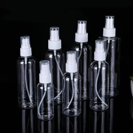 Plastikowe butelki rozpylające 10ml 20ml 30ml 50ml 60ml 100ml Pet Pusta butelka Refillable mgła pompa Podlewanie Can Cosmetics Perfumy Toner