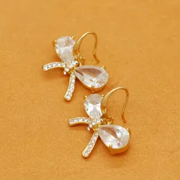 2018 Japan and South Korea new personality sweet artificial zircon bow diamond wild earrings retro tide female ear jewelry