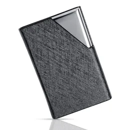 Business Card Holders Stainless Steel And PU Leather Credit Card ID Name Card Organize Case For Men And Women-Black216g