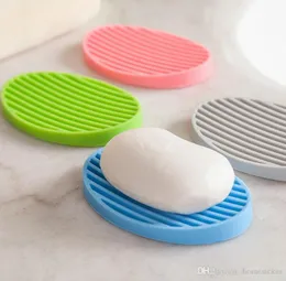 100 шт. Силиконовые гибкие туалетные мыло держатель тарелки полый дизайн не остаток с водой ванная комната мыльная коробка против скольжения мыльчик блюдо