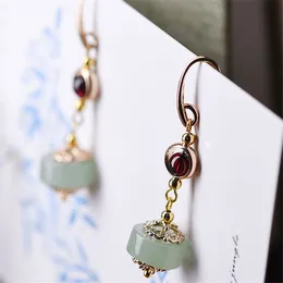 Fashion-Yanting Handmade Dangle Earrings For Women Garnet Aventurine Pendant Earings Vintage Earrings With Stones Gift For Female 0439