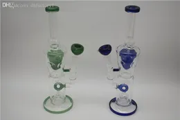 Bunte Glasbongs mit doppelter Wabe und Fass-Perc-Glasrohr. Wasserpfeifen mit 14-mm-Anschluss