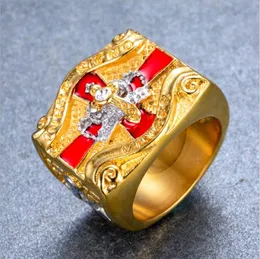zircon Titanium Steel Freemason Masonic knights templar Band Ring for Men Fashion Letter Male Rings
