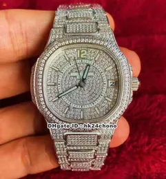 Лучшие часы Nautilus Full Pave Diamonds Cal.324 S C Autoamtic женщин Часы 7021 / 1G-001 Плотные Алмазные коммутируемого Алмазные ремень Ladys Наручные часы