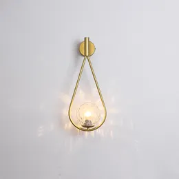 Nordiska minimalistiska vägglampor Modern korridorgångar Fixturer Creative Glass Ball Bedroom Bedside LED Wall Lights GRATIS frakt