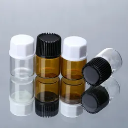 Fabrikspris 5/8 Dram (2ml) Amber eller Transparent Glass Essential Oljeflaska, Med Inside Plug and Black (White) Caps LX7544